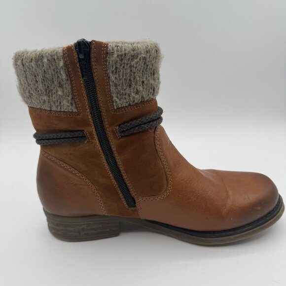 Rieker Women's Fee Sherpa Lined Faux Leather Boots Size EU 39 US 8 Brown Zip - Picture 5 of 9